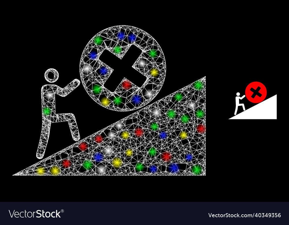 Light irregular mesh man rolling rejection up icon vector image Light irregular mesh man rolling rejection up icon