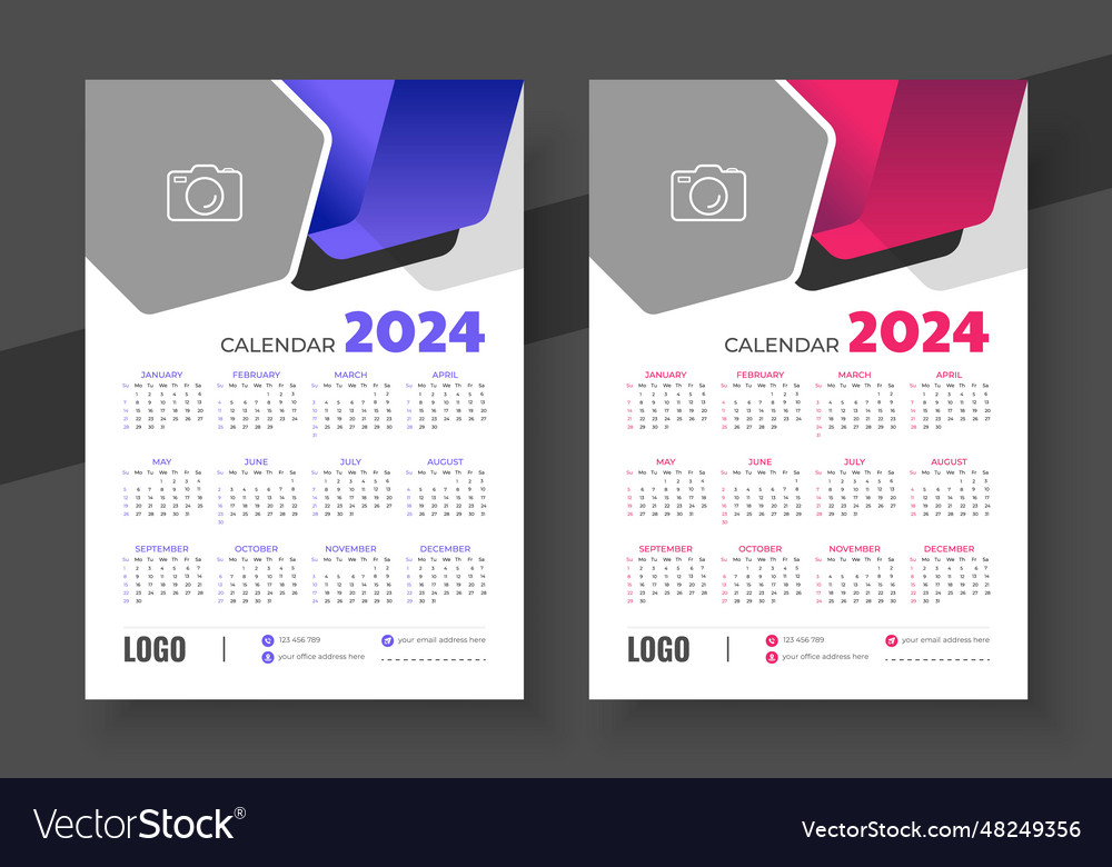 Modern wall calendar design 2024 print ready one Vector Image