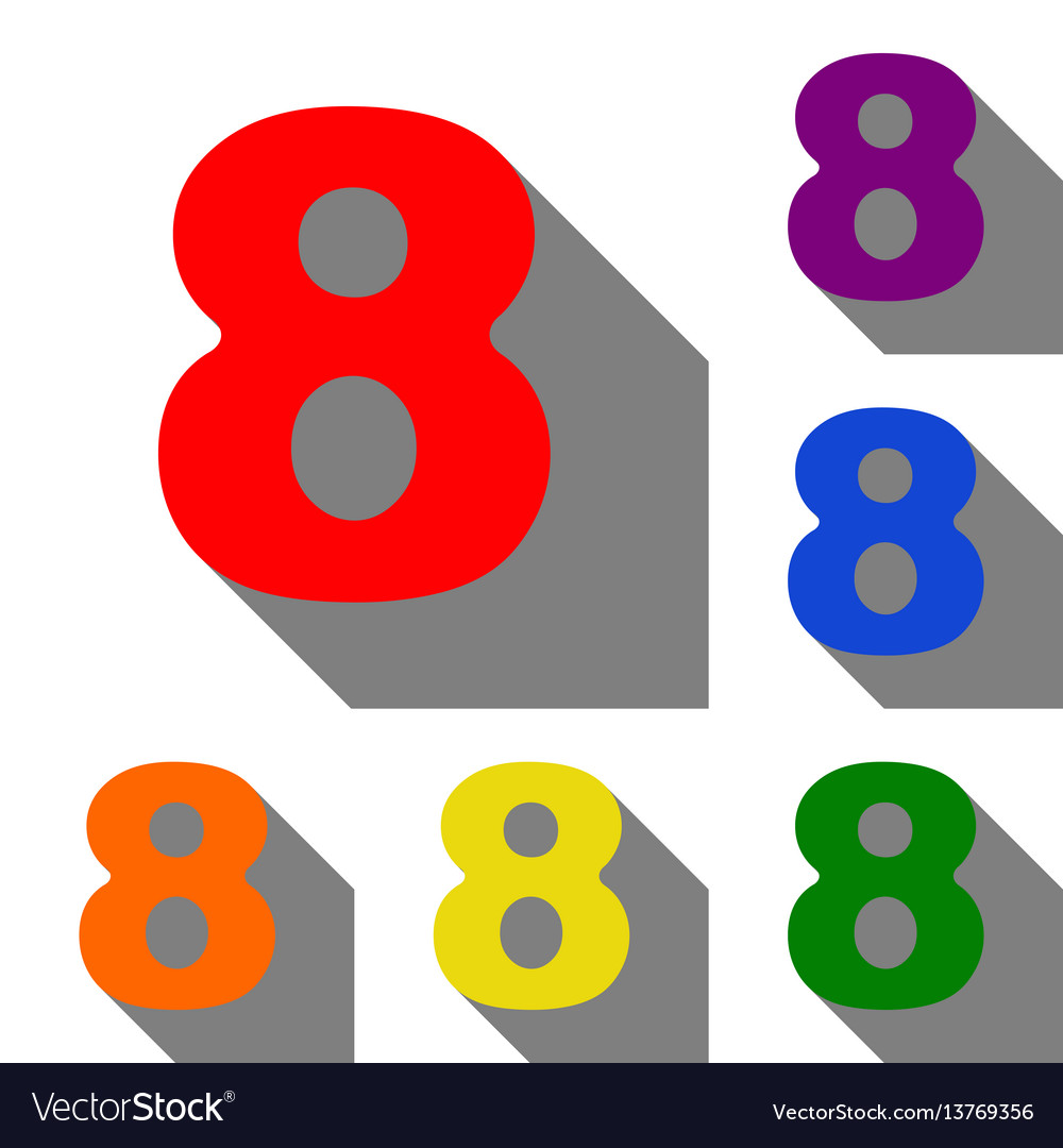 Number 8 sign design template element set of red