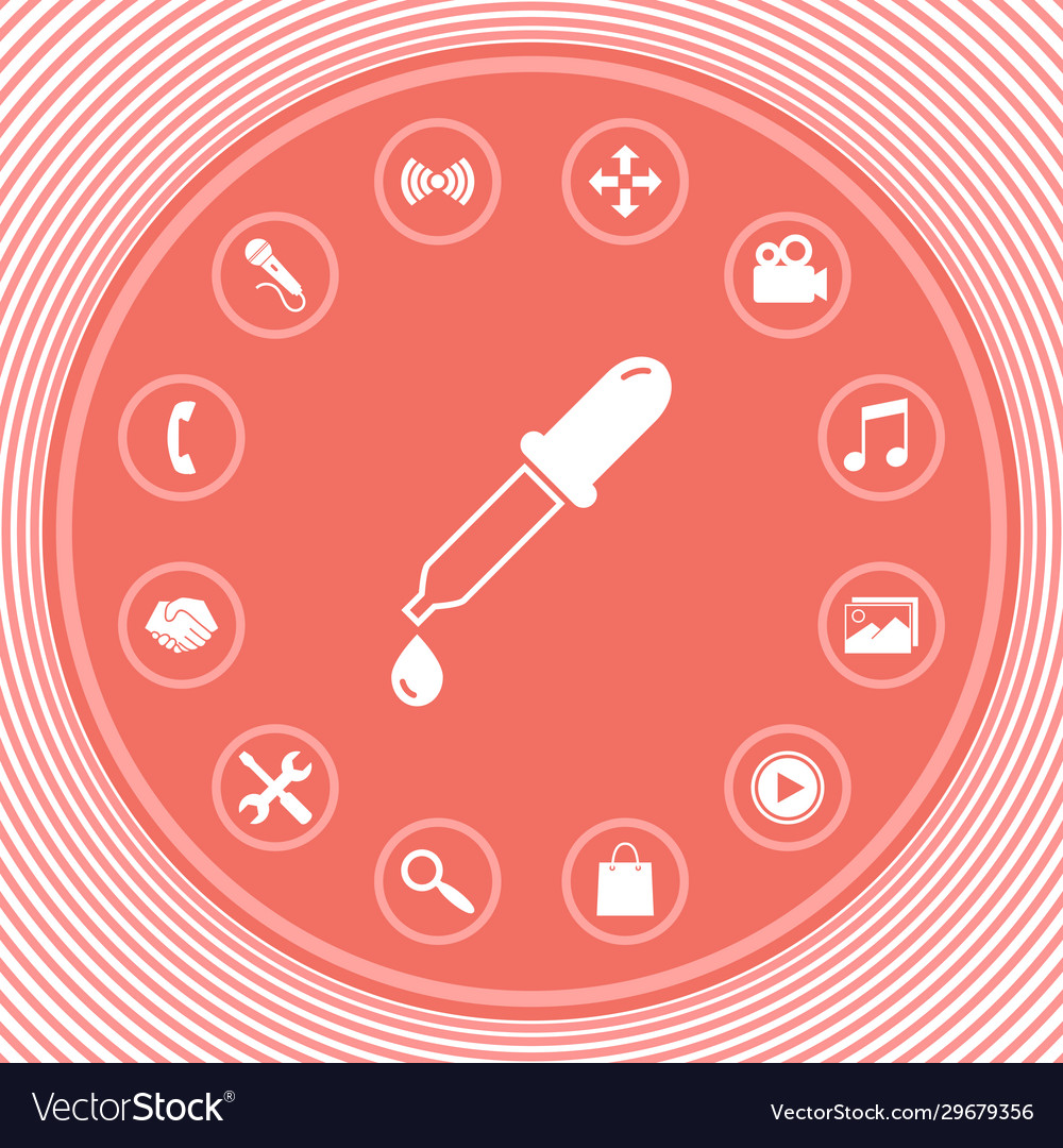 Pipette icon with drop graphic elements