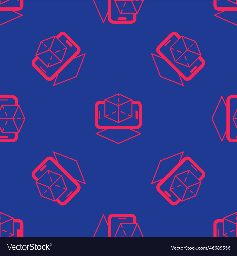 Red 3d modeling icon isolated seamless pattern vector image Red 3d modeling icon isolated seamless pattern