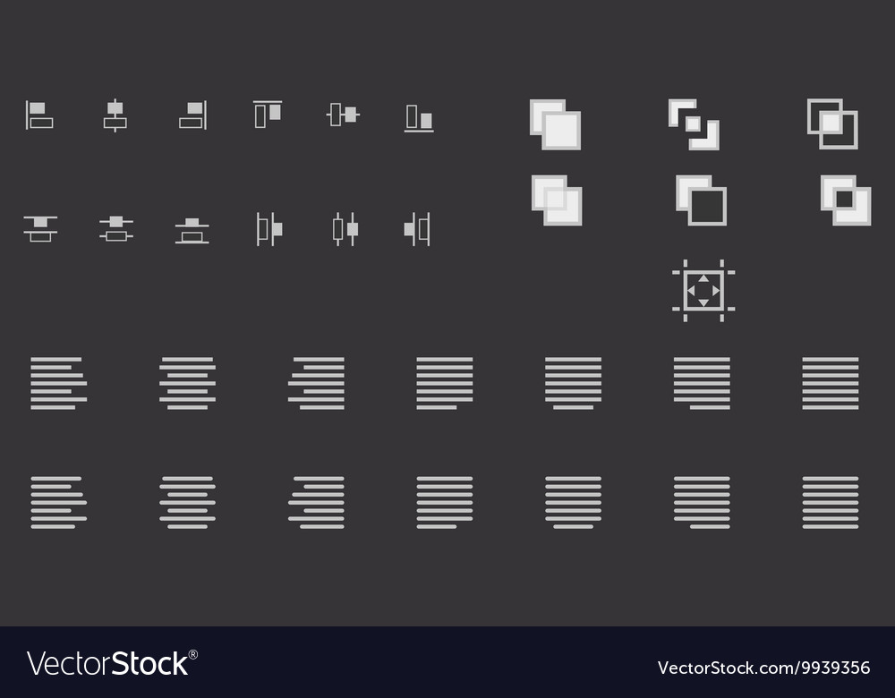 Set von align Formen Text und Objekte Icons