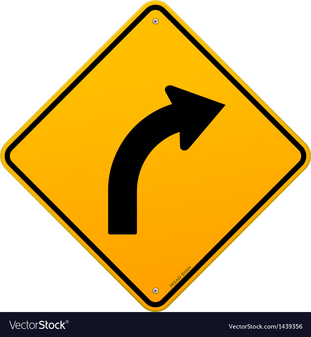 Yellow Curve Sign Royalty Free Vector Image VectorStock