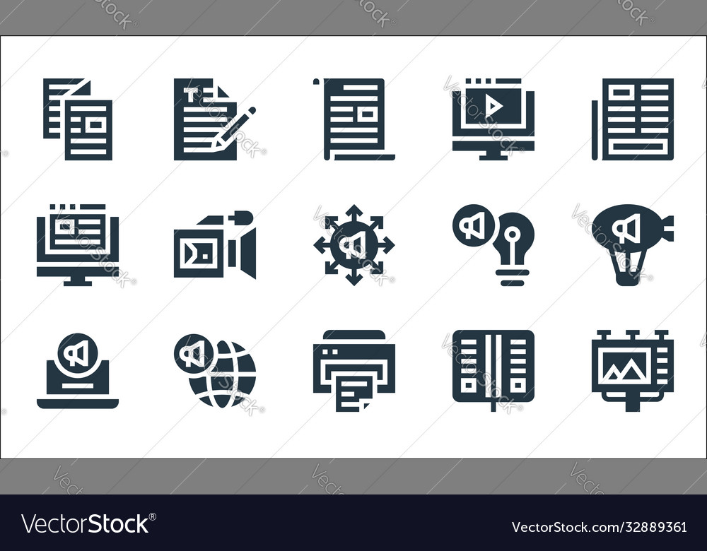 Advertisement line icons linear set quality vector image Advertisement line icons linear set quality