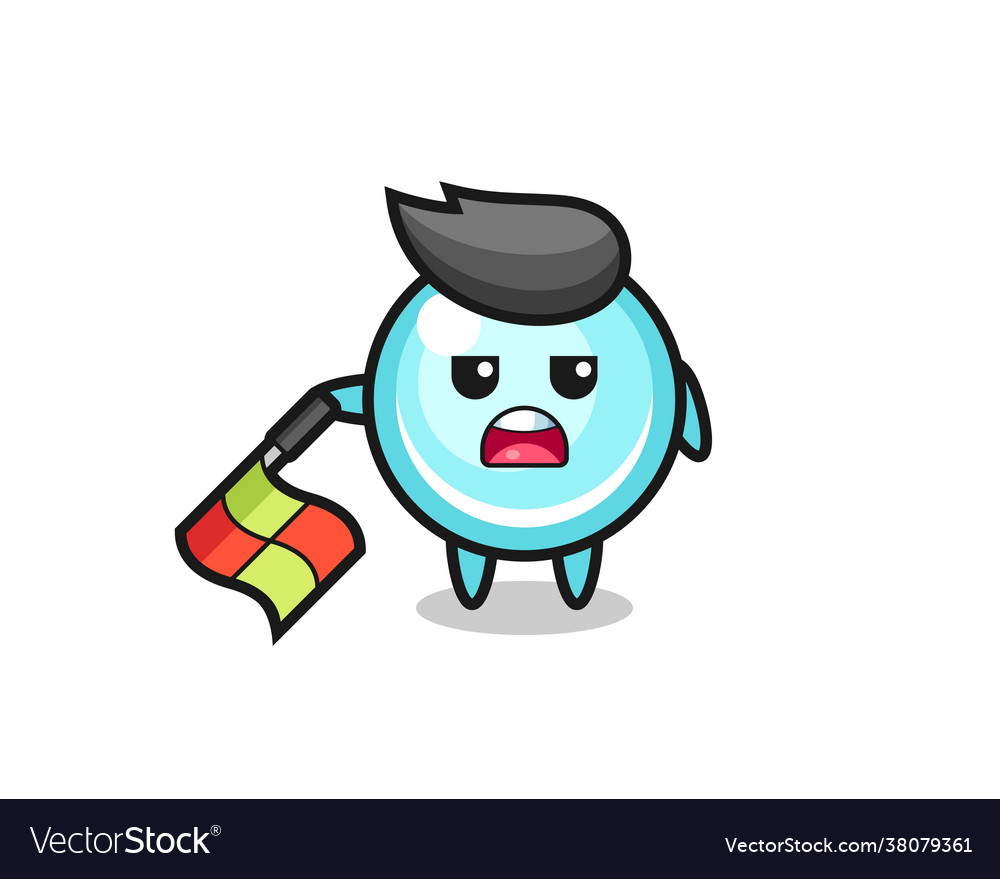 Bubble character as line judge hold flag down vector image Bubble character as line judge hold flag down