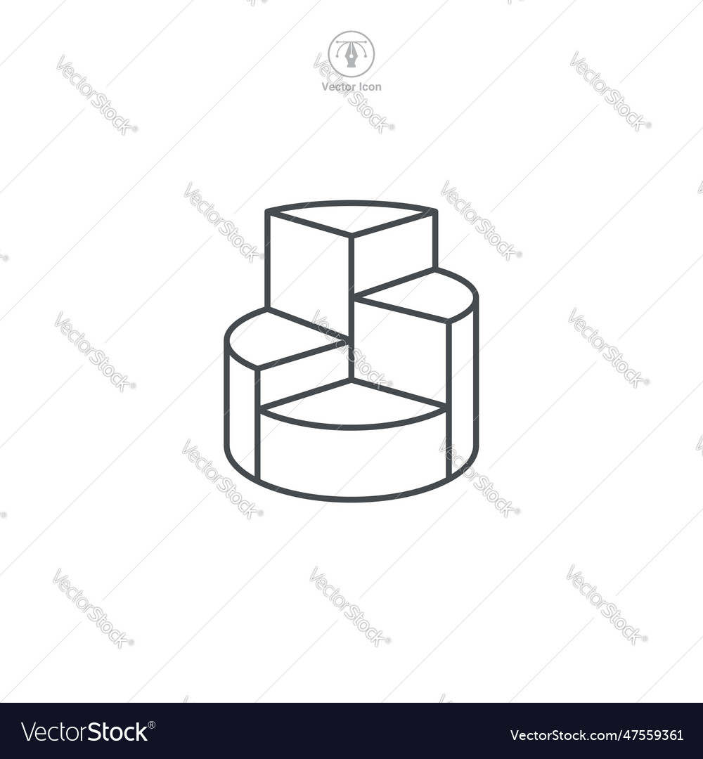 Clean of a pie chart icon signifying data vector image Clean of a pie chart icon signifying data