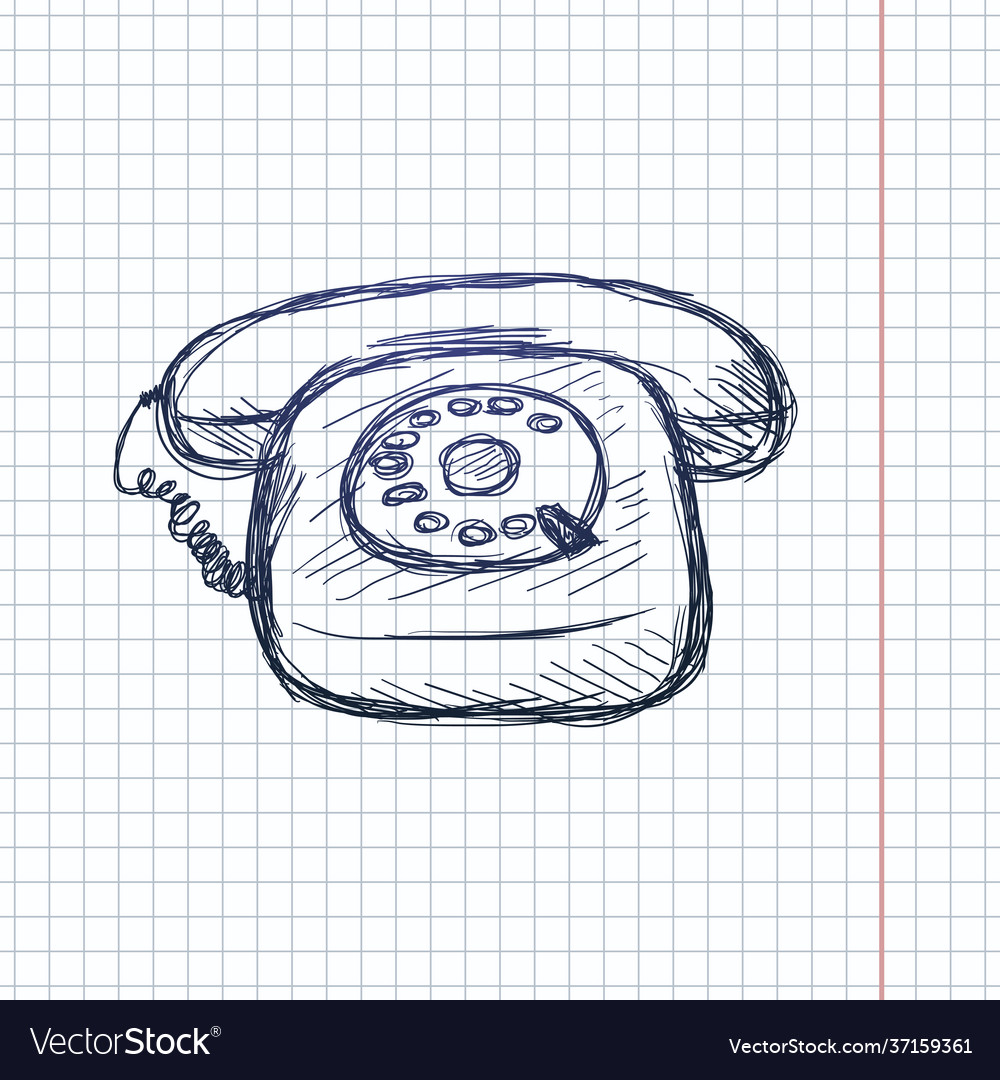 Dirty sketch old rotary telephone