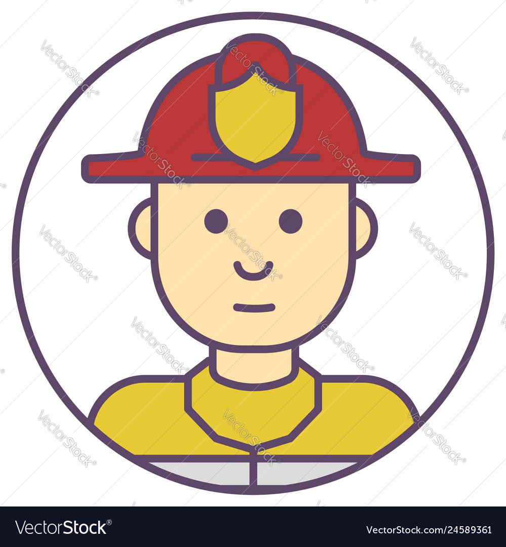 Fireman avatar in helmet icon