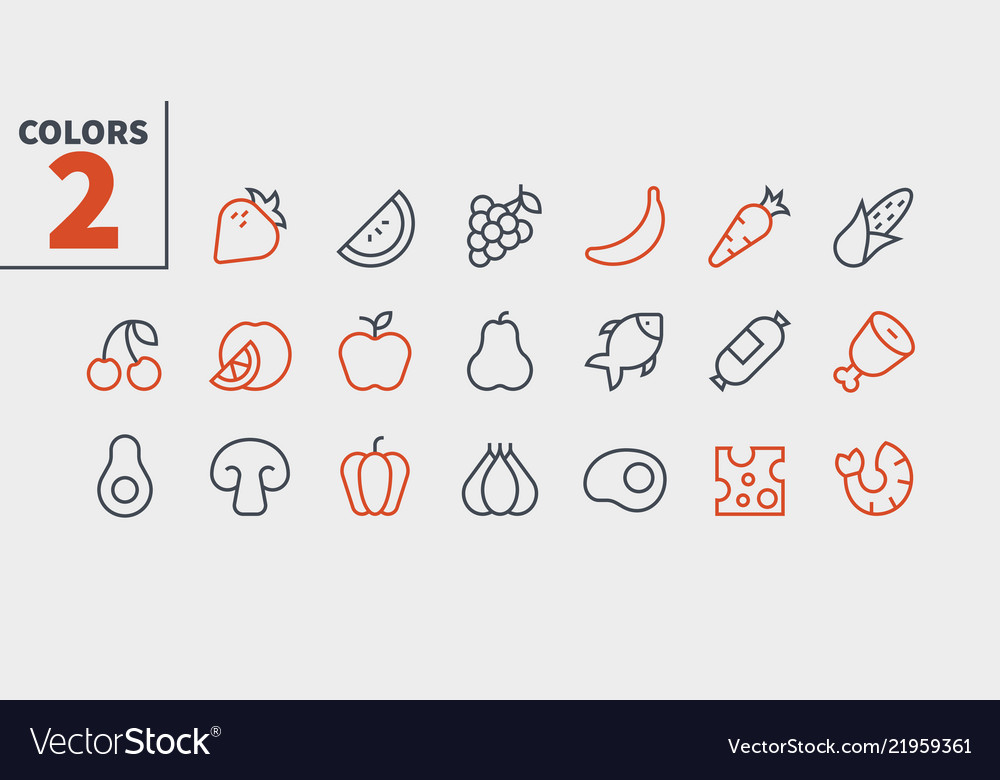 Food ui pixel perfect well-crafted thin Royalty Free Vector