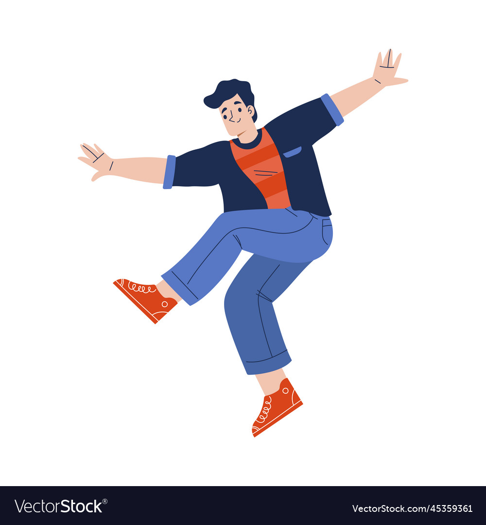 Man character falling down after slip
