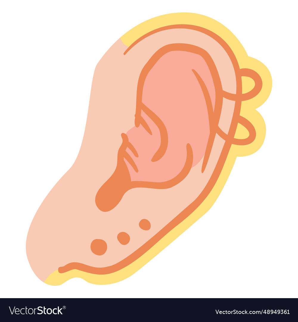 Pierced ear semi flat Royalty Free Vector Image