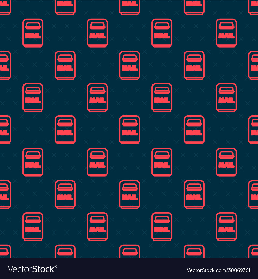 Red line mail box icon isolated seamless pattern vector image Red line mail box icon isolated seamless pattern