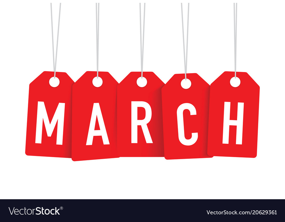 Red march tags Royalty Free Vector Image - VectorStock