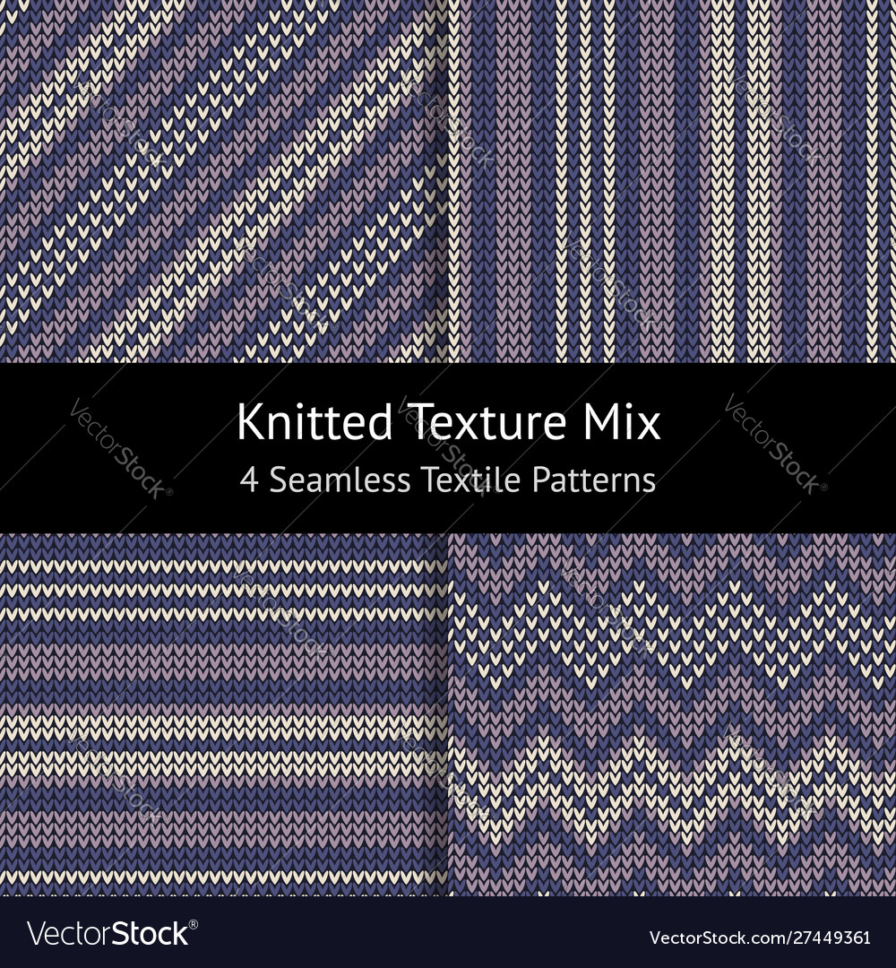 Seamless background set with knitted stripes