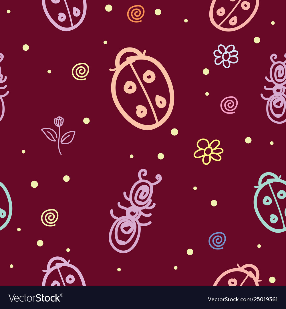 Seamless pattern with motifs various insects vector image Seamless pattern with motifs various insects