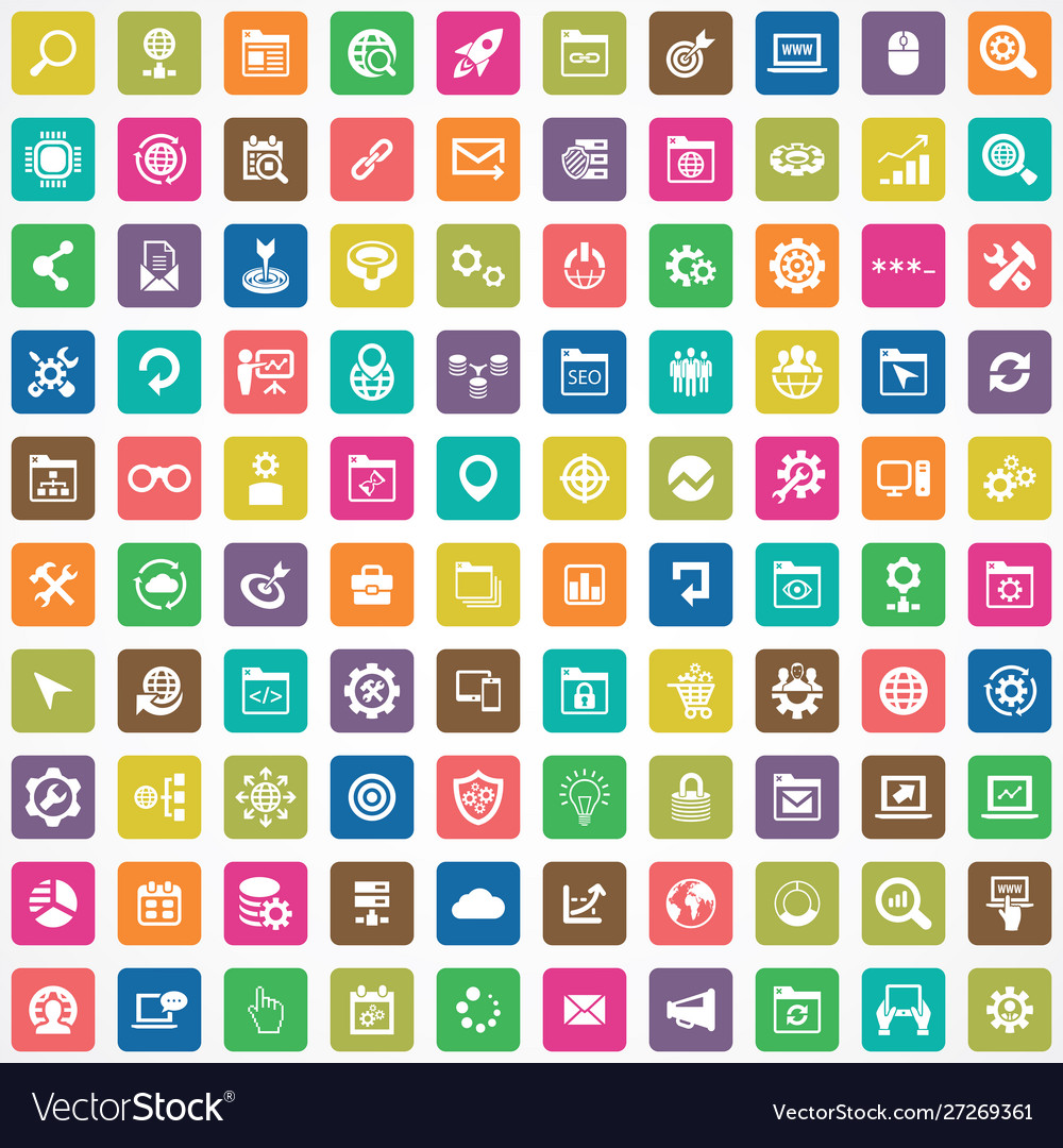 Seo 100 icons universal set for web and ui