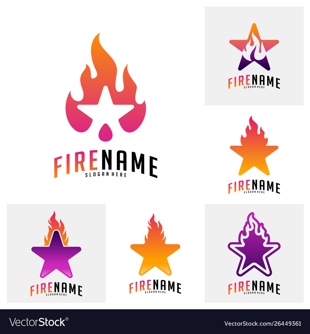 Set fire stars logo design inspiration