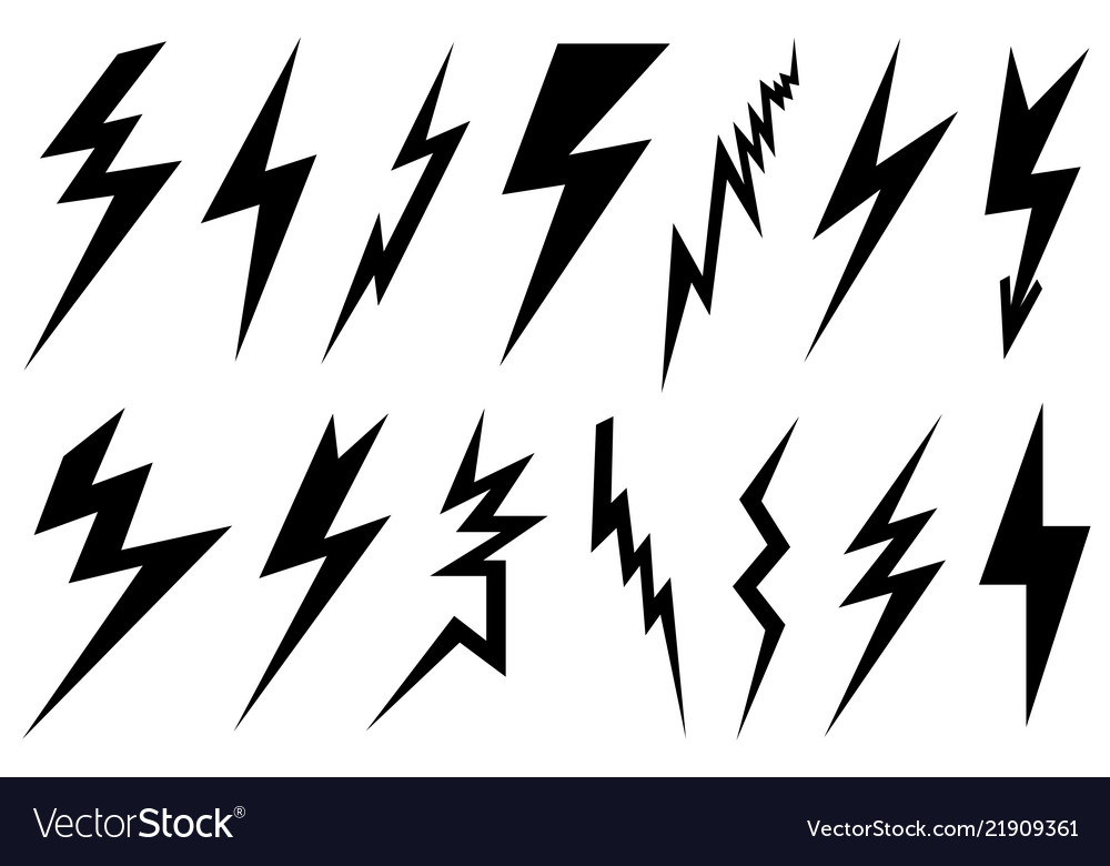 set-of-different-lightning-bolts-royalty-free-vector-image