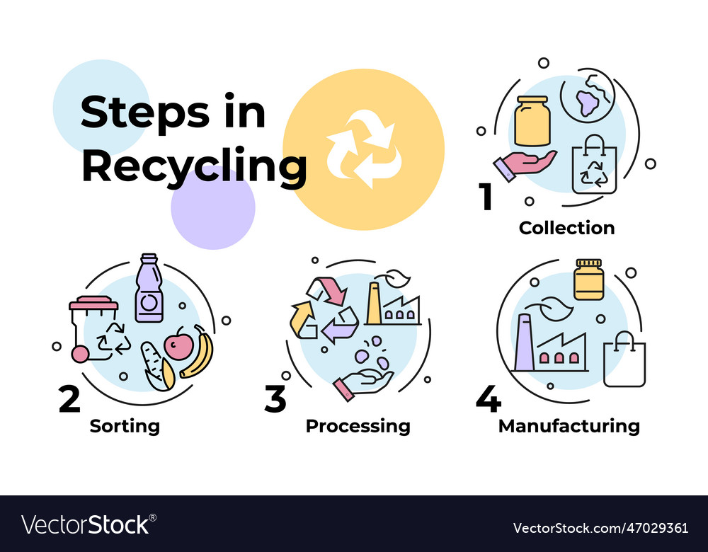 Steps in recycling process infographic scheme Vector Image