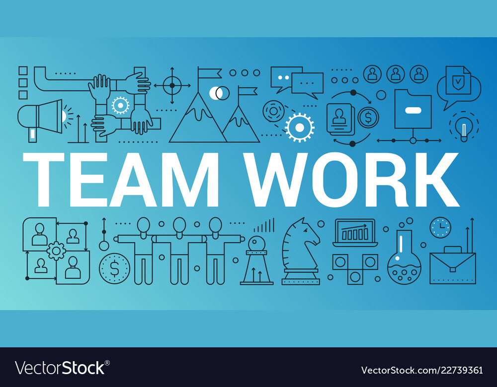 team work word trendy composition concept banner vector image