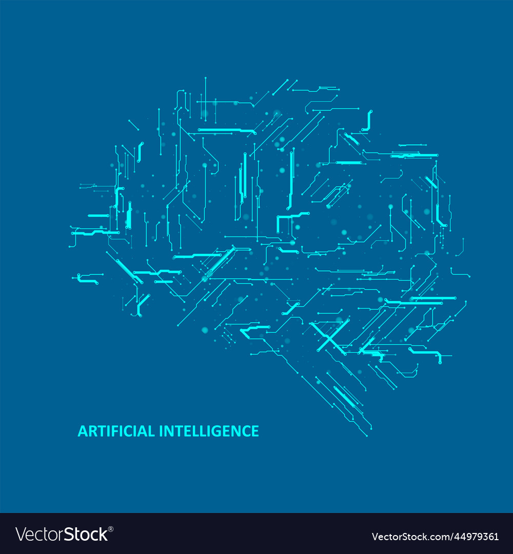 Technological brain and machine learning concept vector image Technological brain and machine learning concept