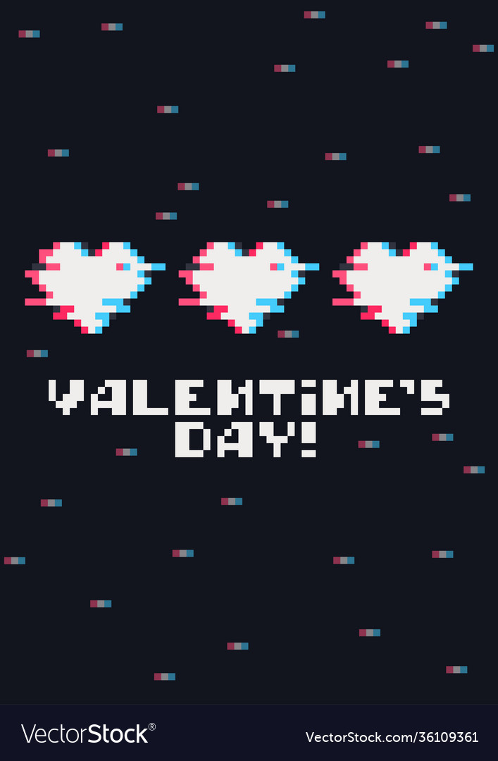 Valentinstag Grußkarte mit Pixelherzen