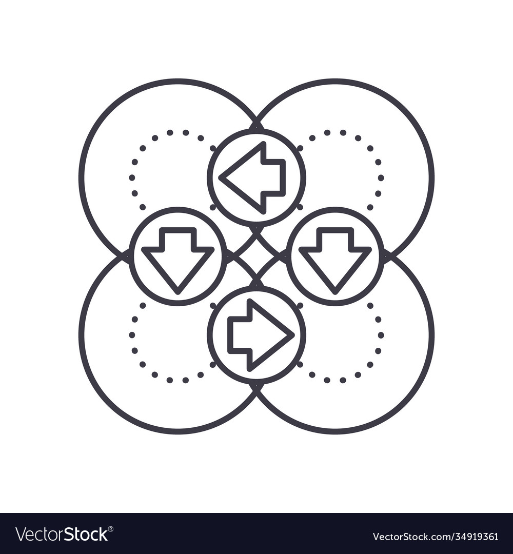 Workflow process concept icon linear isolated vector image Workflow process concept icon linear isolated