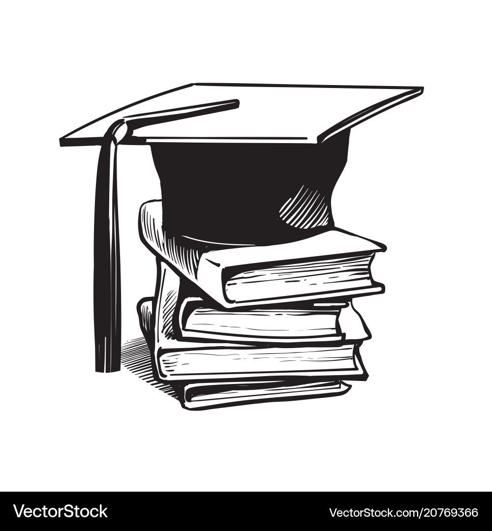 Academic graduation cap on stack books Royalty Free Vector