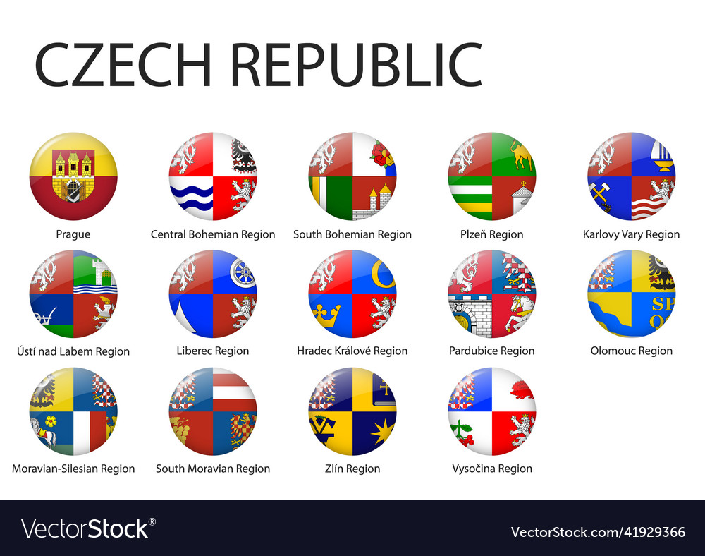 All flags of regions czech republic