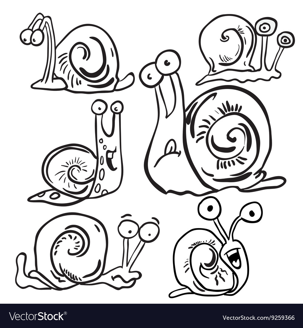 Black and white bunch snails Royalty Free Vector Image