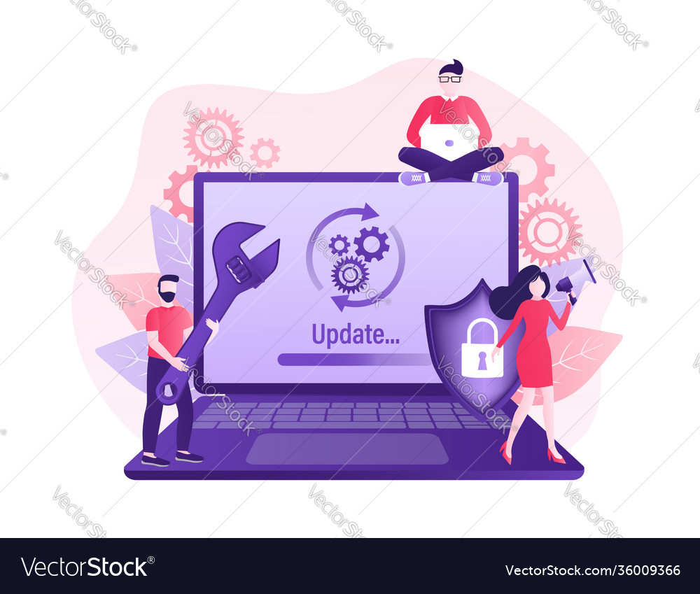 Cartoon software update people for mobile app Vector Image Cartoon software update people for mobile app Vector Image
