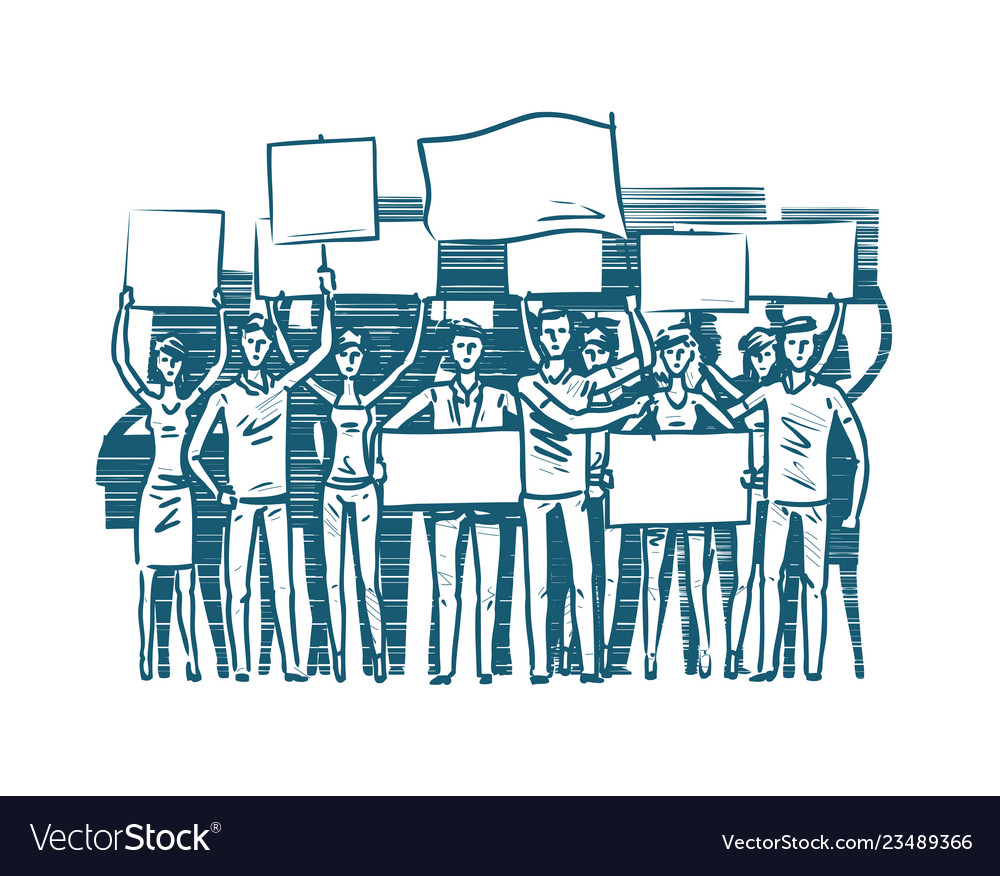 Crowd people protesters manifest protest Vector Image