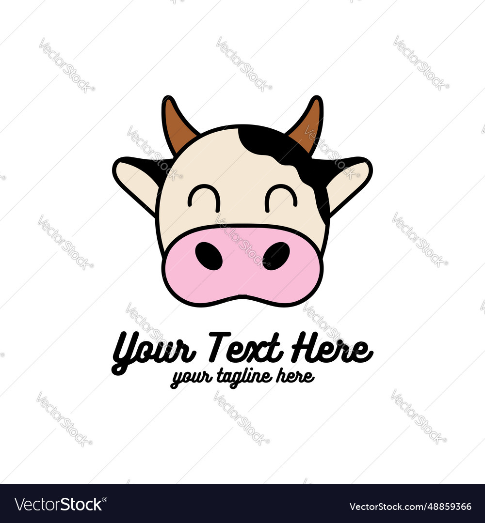 Cute funny smile cow head face cartoon mascot