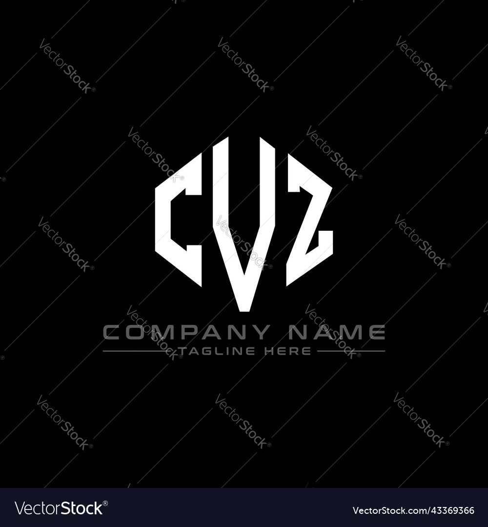 Cvz letter logo design with polygon shape