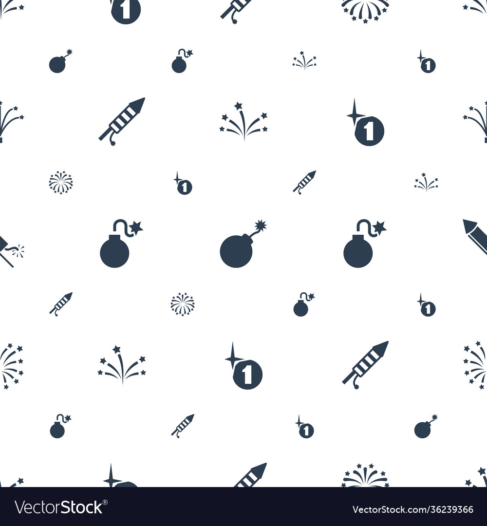 Firework icons pattern seamless white background vector image Firework icons pattern seamless white background