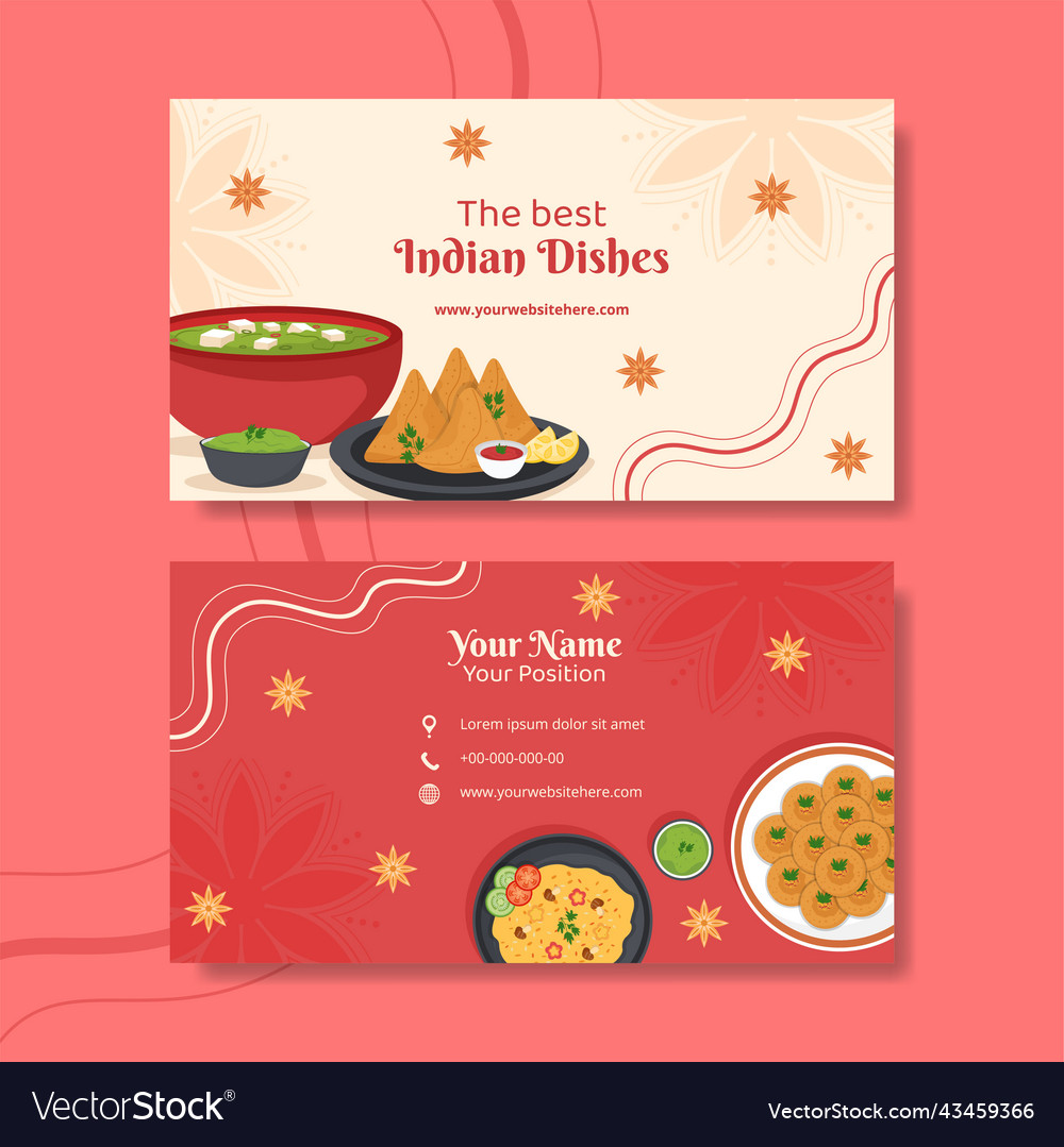 indian-food-restaurant-card-horizontal-template-vector-image