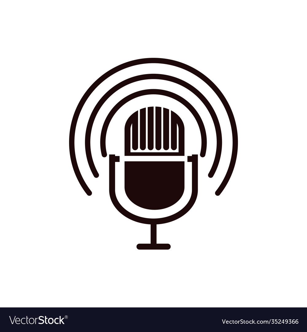 Podcast logo design microphone flat icon Vector Image