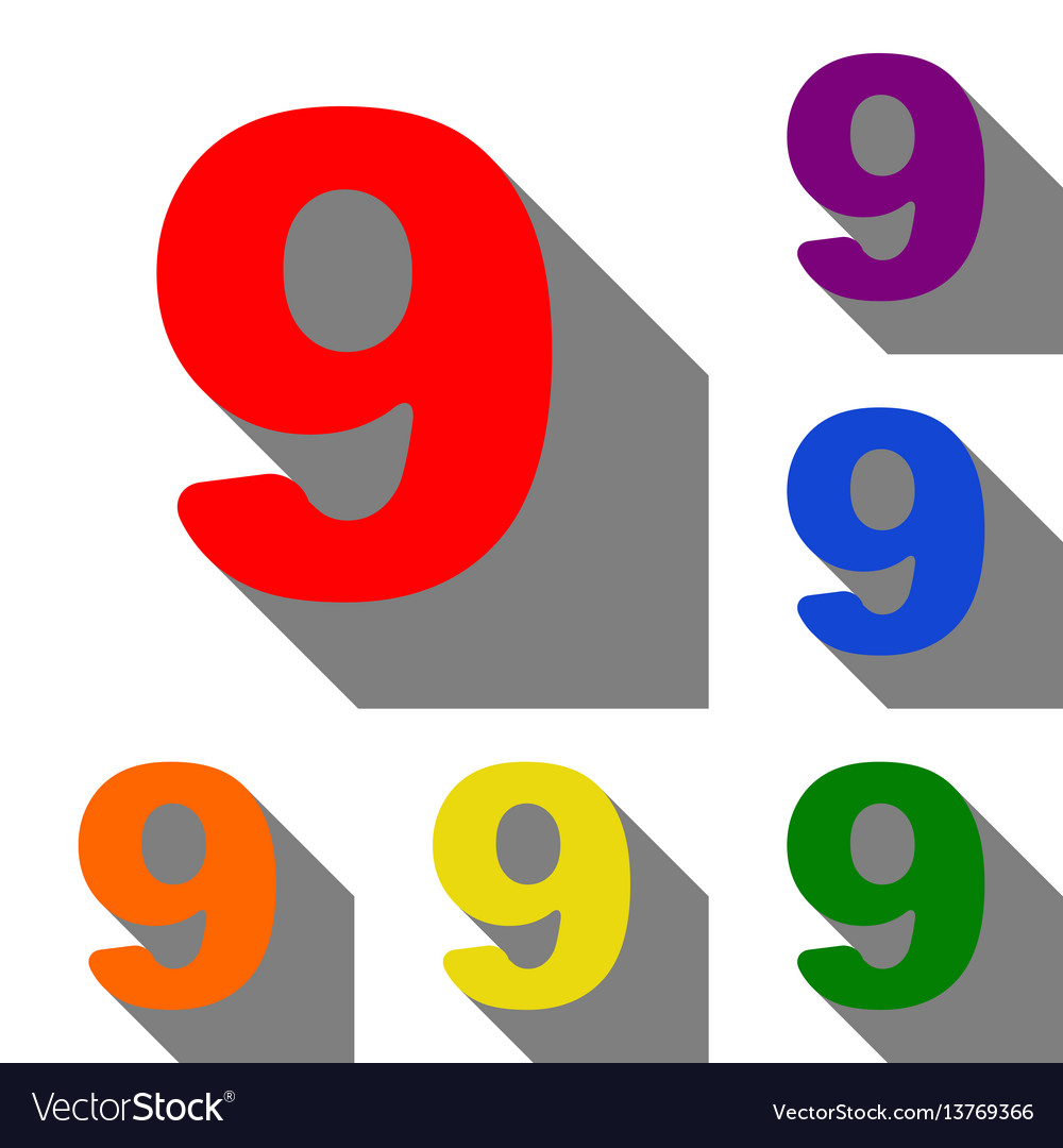 Number 9 sign design template element set of red