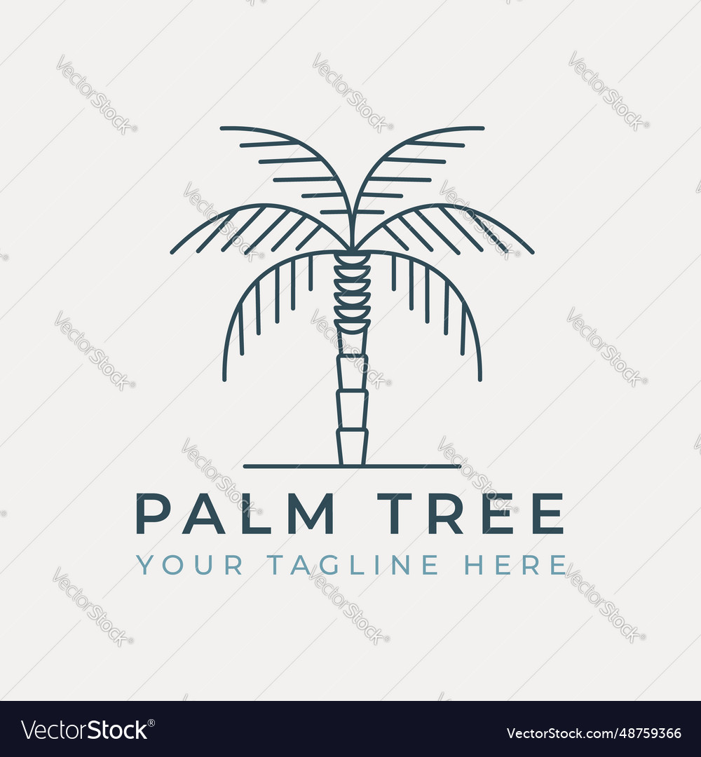 Palm tree line art minimalist logo template