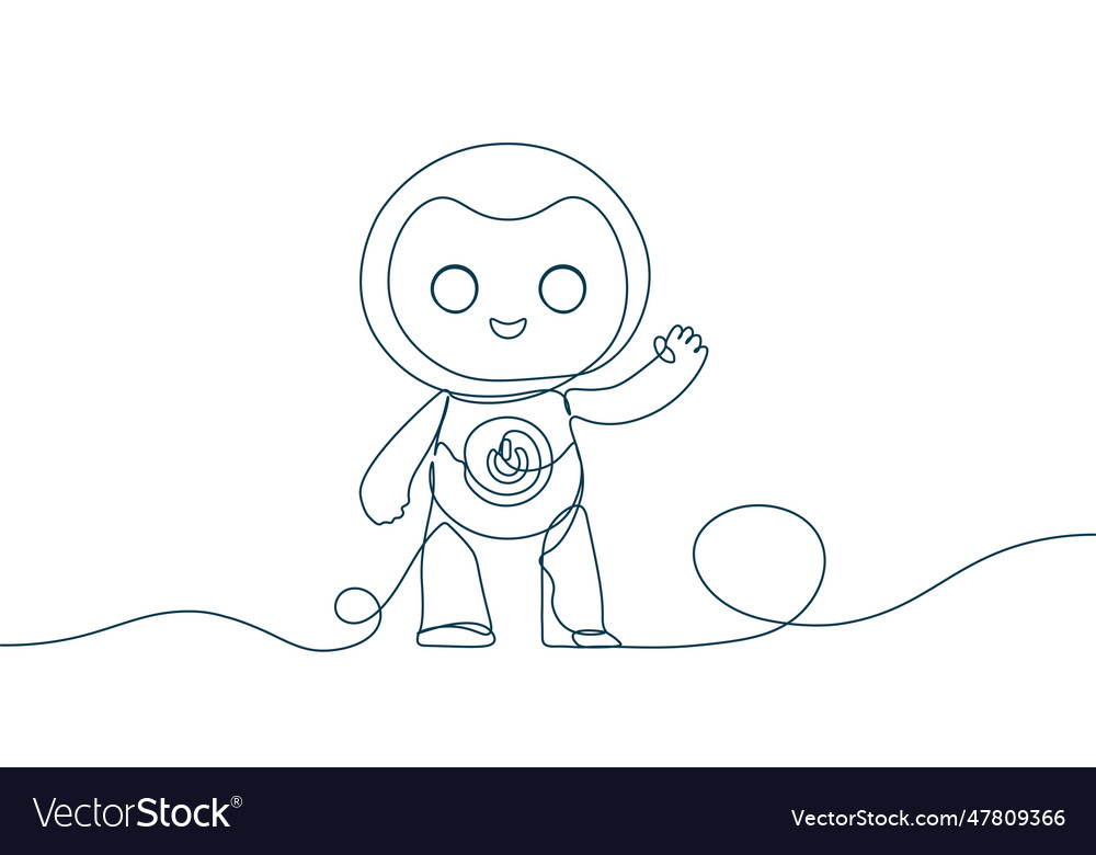 Robot continuous line concept vector image Robot continuous line concept