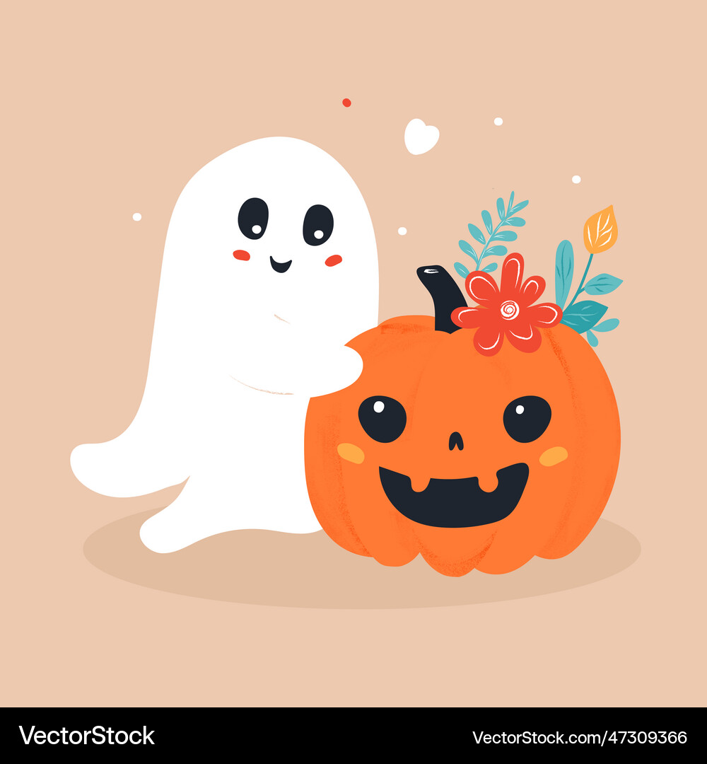 Seamless ghosts and pumpkins pattern Royalty Free Vector