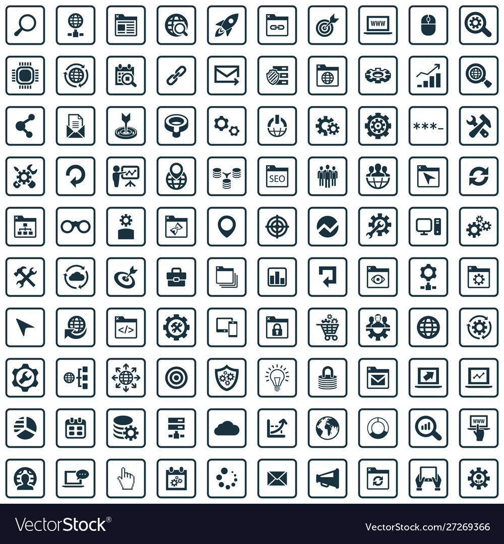 Seo 100 icons universal set for web and ui