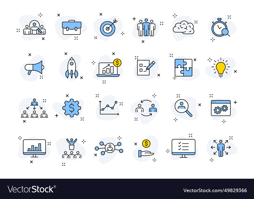 Set of 24 management web icons in line style Vector Image Set of 24 management web icons in line style