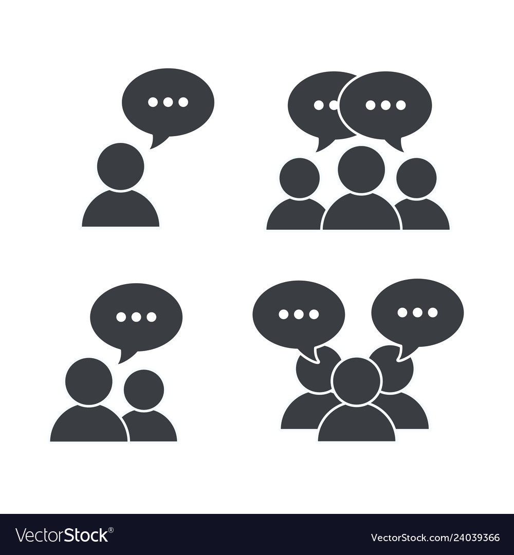 Set pictograph social people with chat bubble Vector Image