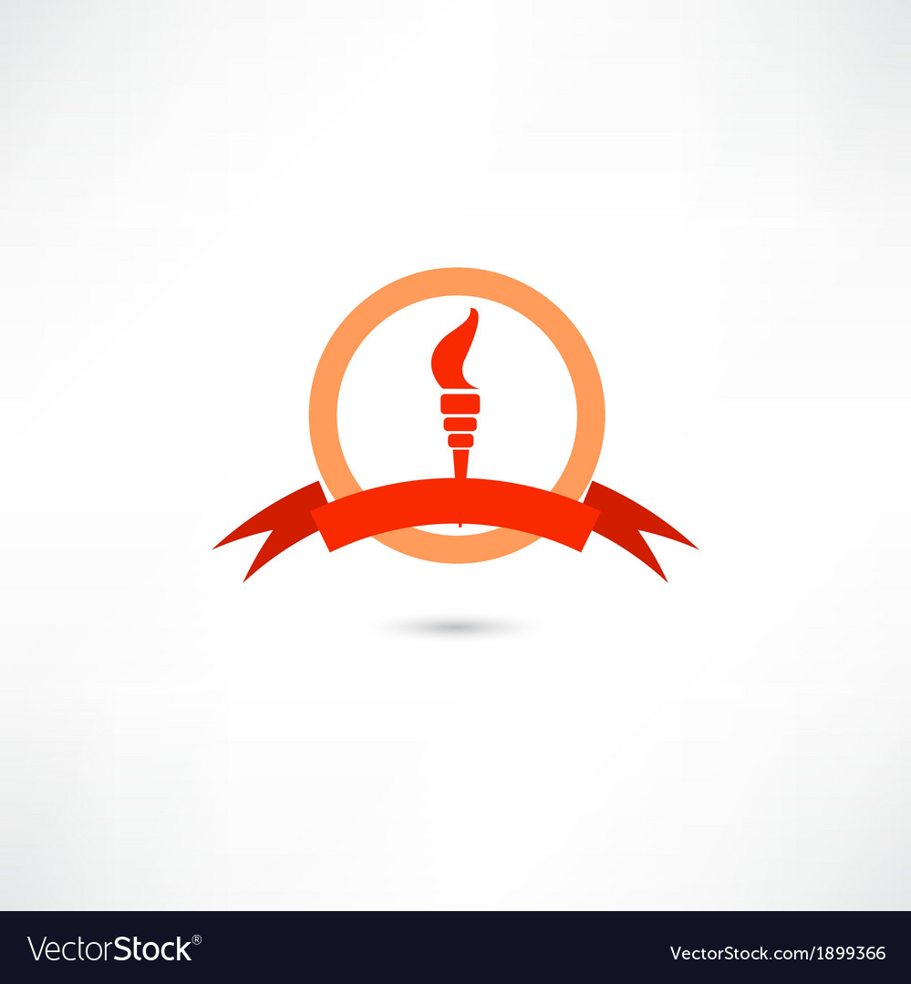 Torch in a circle with red tape