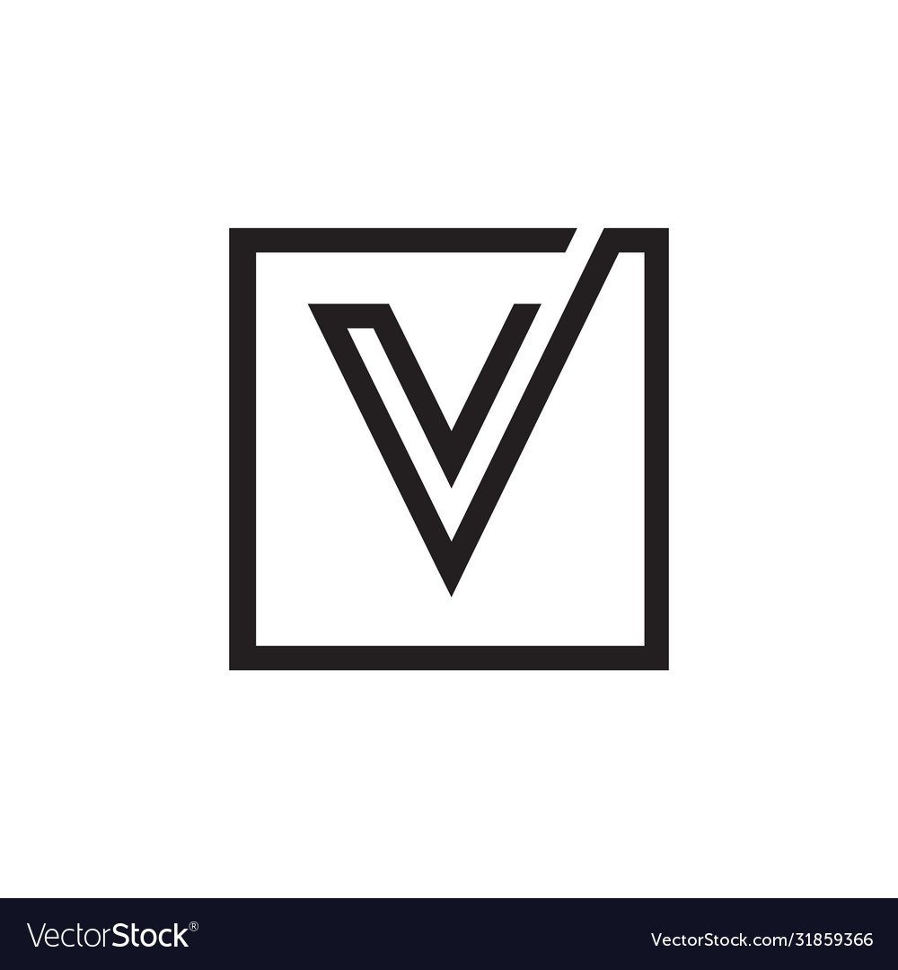 V square letter lines logo design