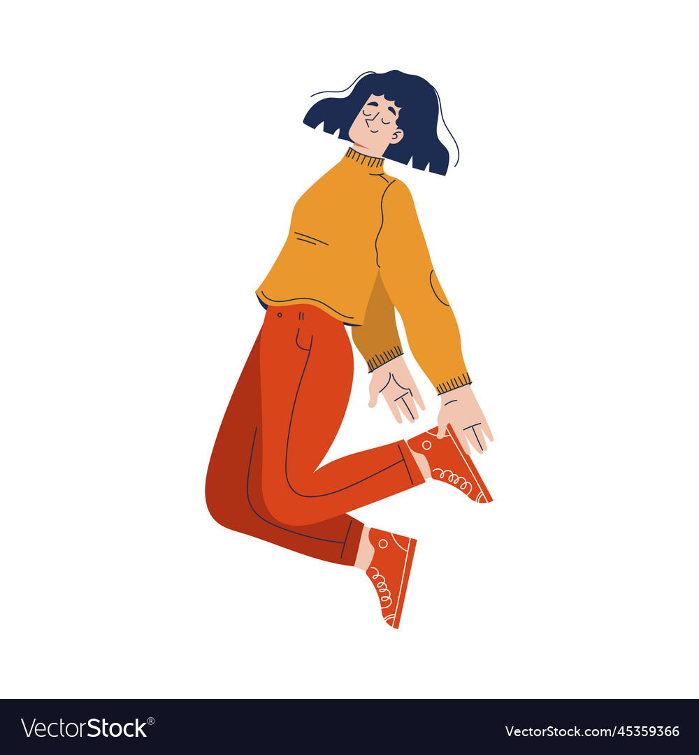 Woman character falling down after slip vector image Woman character falling down after slip