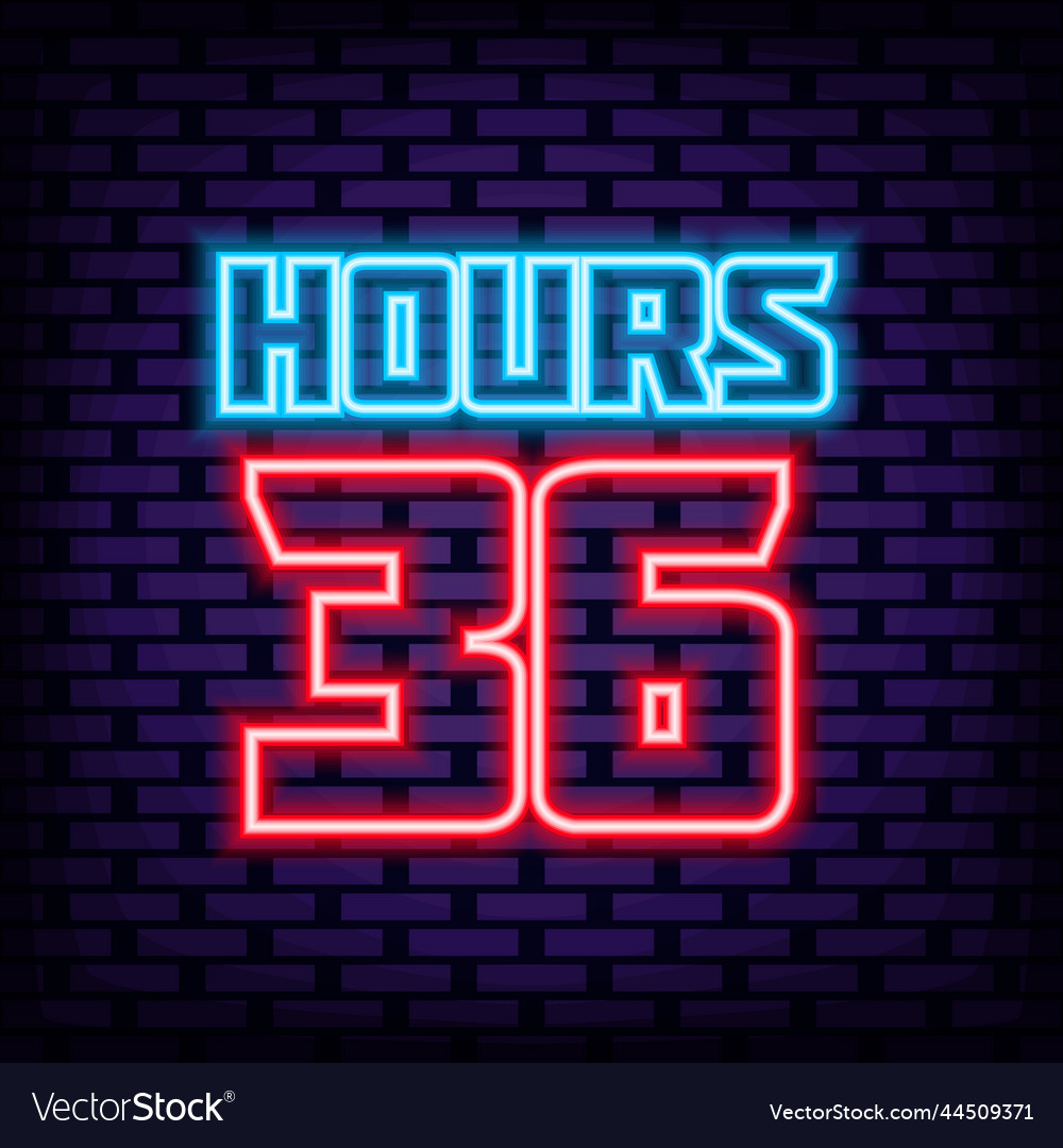 36 hours neon sign on brick wall