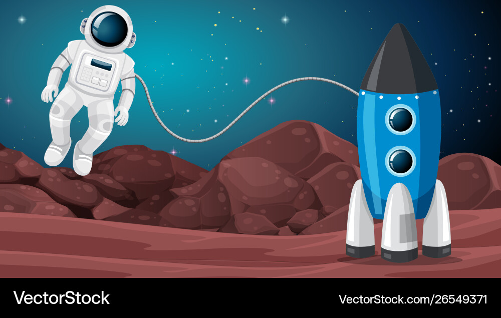 Astronaut and rocket background Royalty Free Vector Image