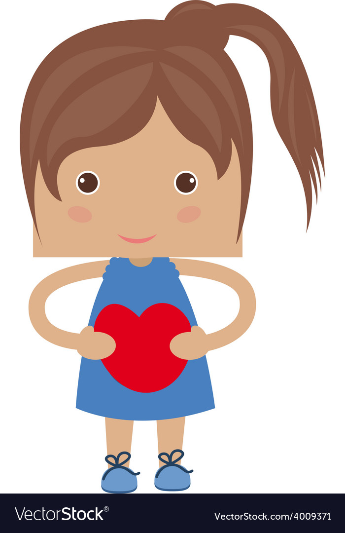 Beautiful girl embraces the heart on a background Vector Image